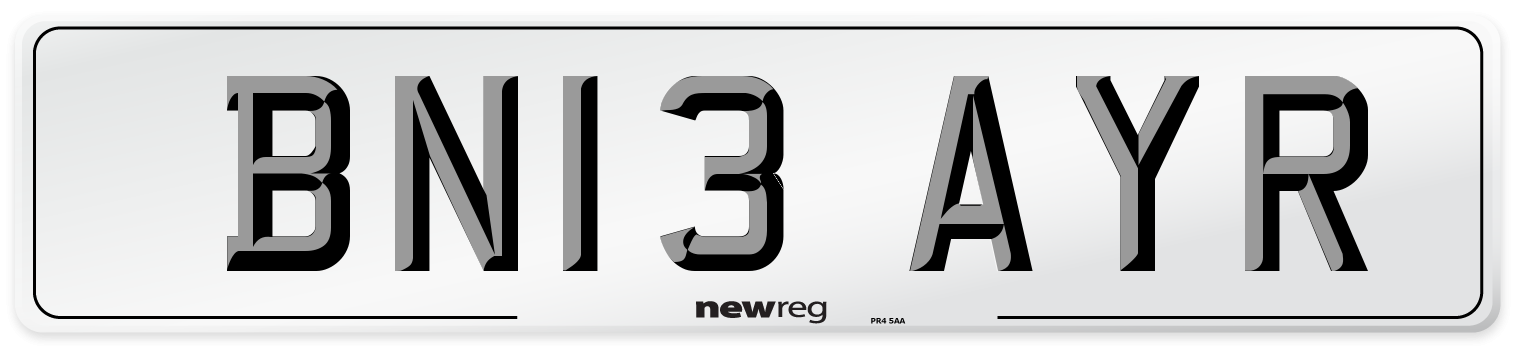 BN13 AYR Number Plate from New Reg